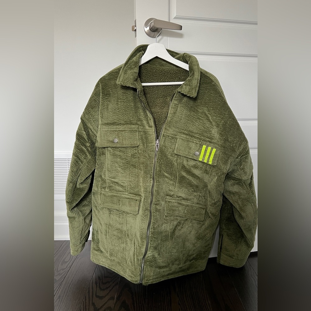 Adidas green fleeced coat, Men’s size L